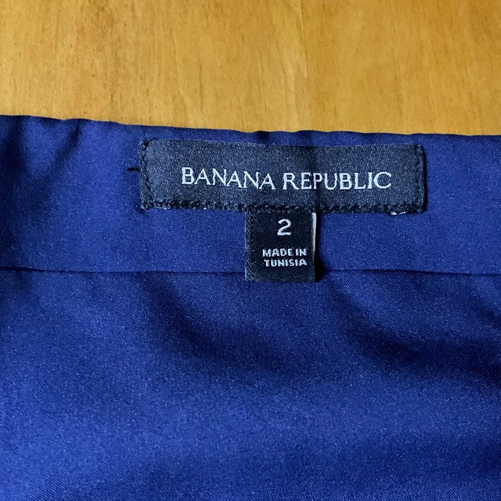 Banana Republic Womens Skirt Size 2 Pencil‎ Blue White Plaid Tweed Career
